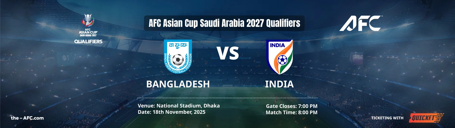Bangladesh vs India - AFC Asian Cup 2027 Qualifier Banner