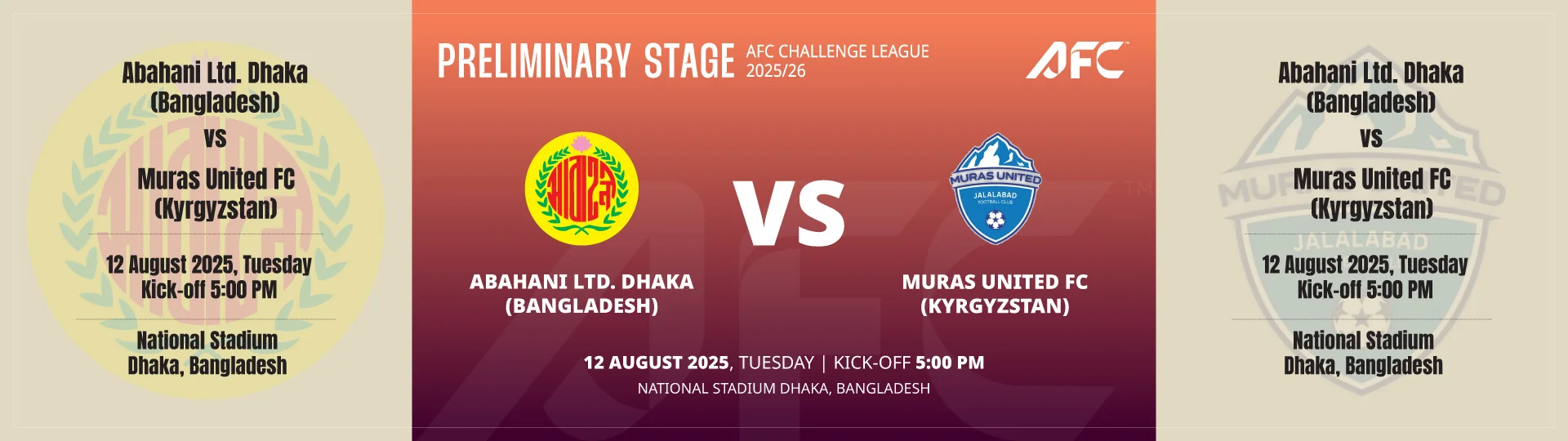 Abahani Limited Dhaka vs Muras United FC – AFC Challenge League 2025 Banner