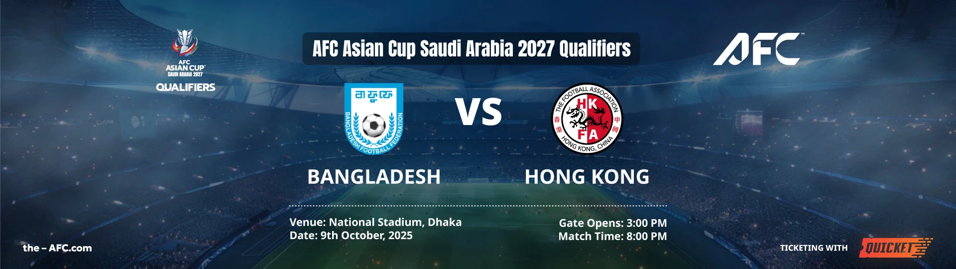 Bangladesh vs Hong Kong - AFC Asian Cup 2027 Qualifier Banner